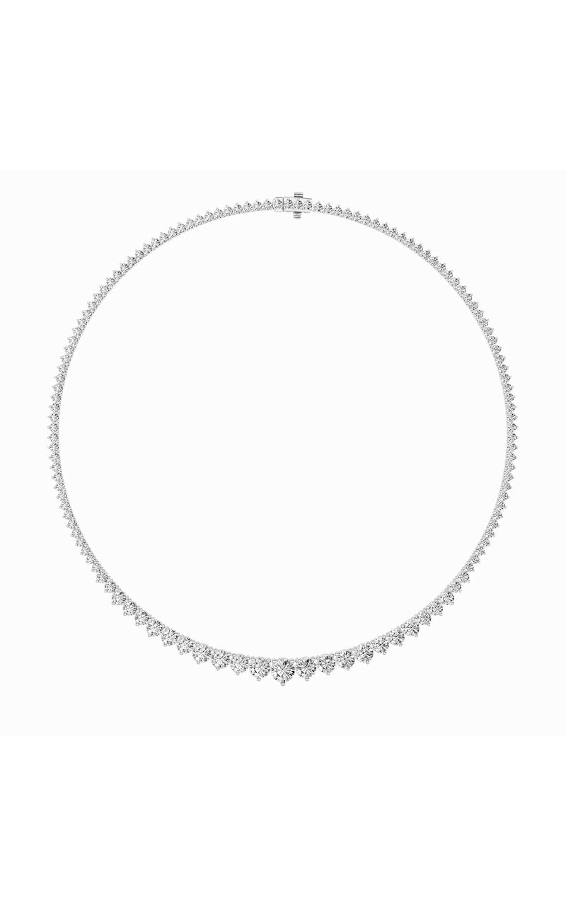 10Cttw Round Shaped Lab Grown Diamond (F/VS) ThreeProng Graduating Necklace in 14K Gold