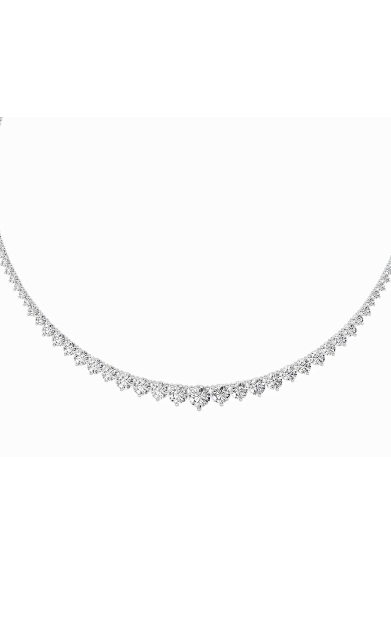 15Cttw Round Shaped Lab Grown Diamond (F/VS) ThreeProng Graduating Necklace in 14K Gold