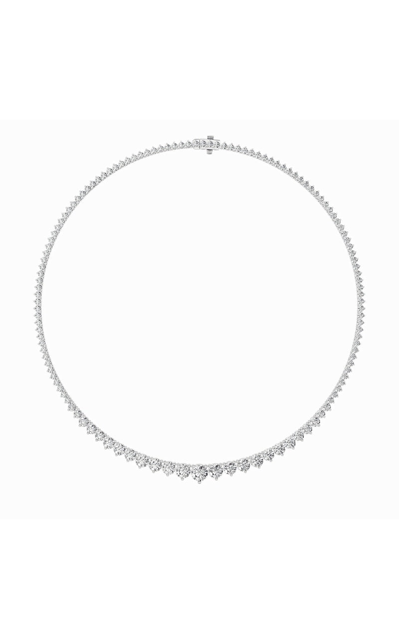 15Cttw Round Shaped Lab Grown Diamond (F/VS) ThreeProng Graduating Necklace in 14K Gold