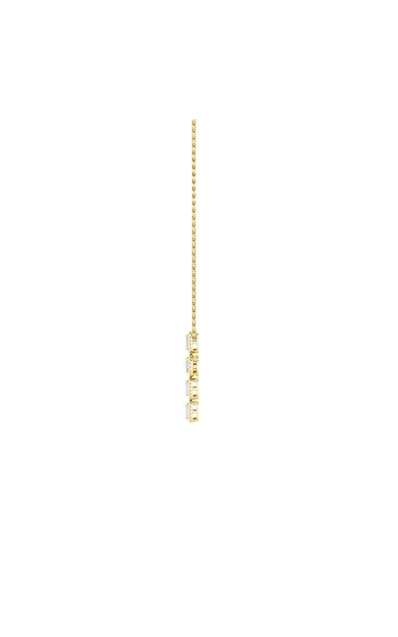 3Cttw Emerald Shaped Lab Grown Diamond (F/VS) Cross Pendant in 14K Gold
