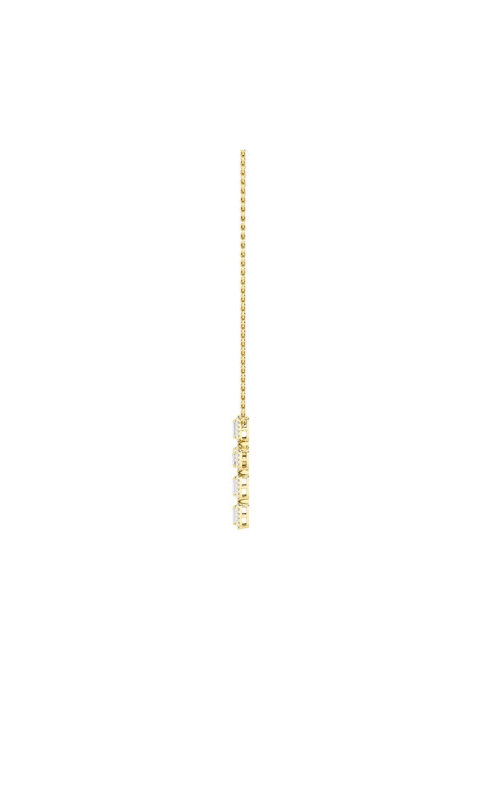 3Cttw Emerald Shaped Lab Grown Diamond (F/VS) Cross Pendant in 14K Gold