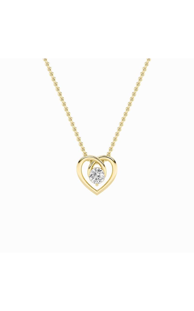1Cttw Round Shaped Lab Grown Diamond (F/VS) HeartShaped Pendant in 14K Gold