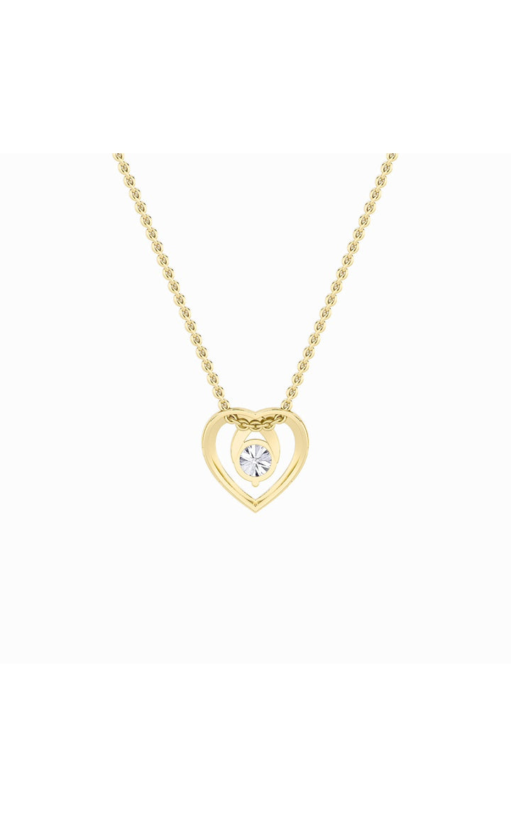 1Cttw Round Shaped Lab Grown Diamond (F/VS) HeartShaped Pendant in 14K Gold