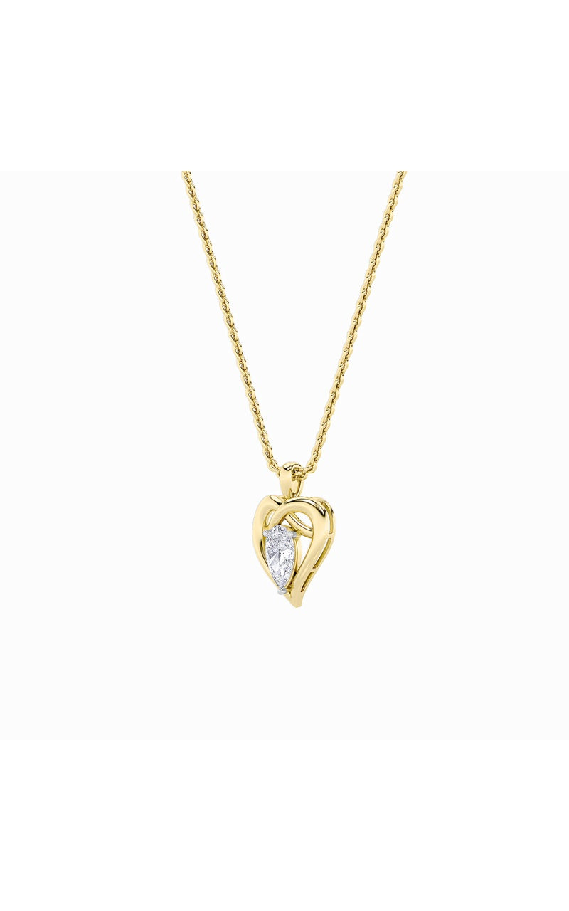 2Cttw Pear Shaped Lab Grown Diamond (F/VS) Heart Shaped Pendant in 14K Gold