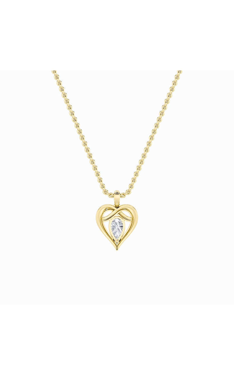 2CTW Pear Shaped Lab Grown Diamond (F/VS) Heart Shaped Pendant in 14K Gold