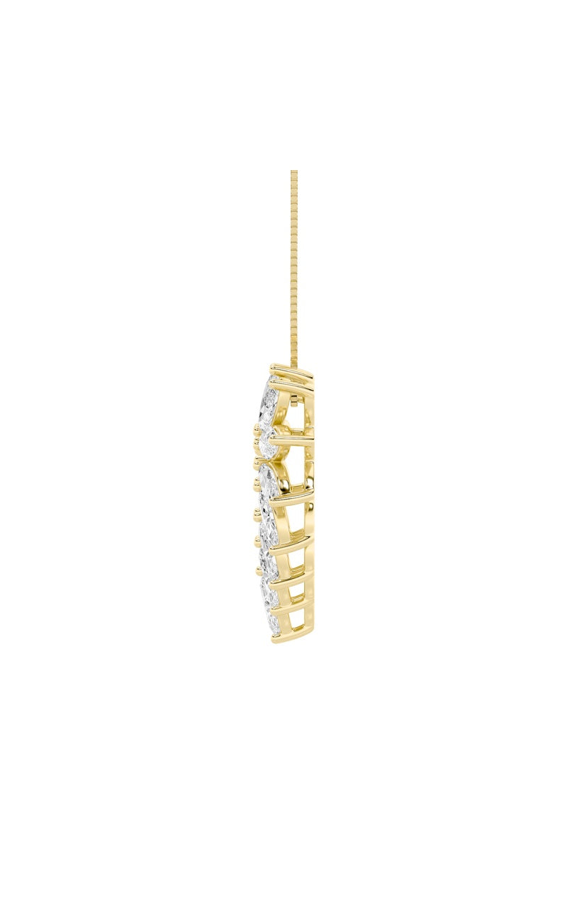 3Cttw Marquise Shaped Lab Grown Diamond (F/VS) Heart Shaped Pendant in 14K Gold