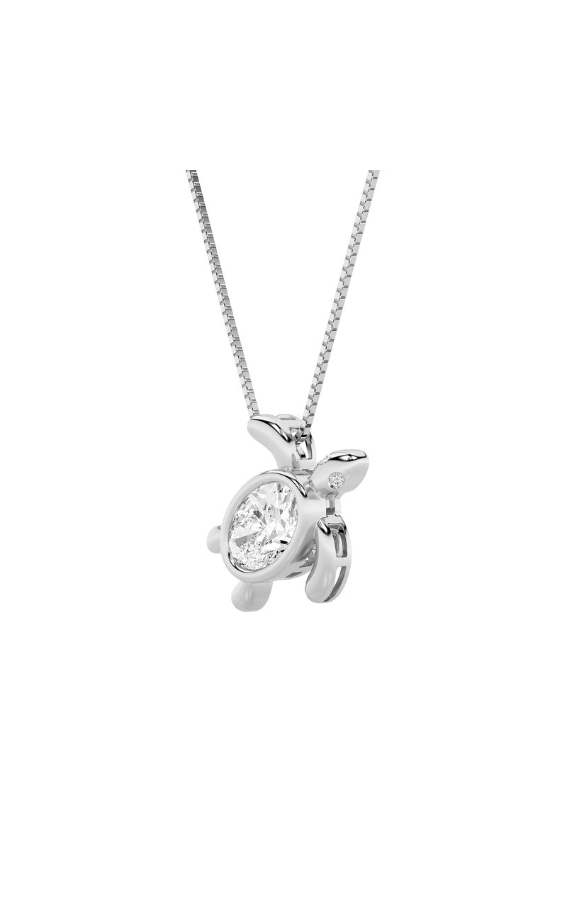 1.5Cttw Oval Shaped Lab Grown Diamond (F/VS) BezelSet Turtle Pendant in 14K Gold