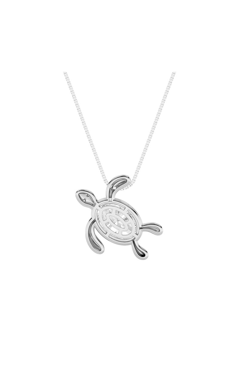 1.5CTW Oval Shaped Lab Grown Diamond (F/VS) Bezel Set Turtle Pendant in 14K Gold, 14K White Gold