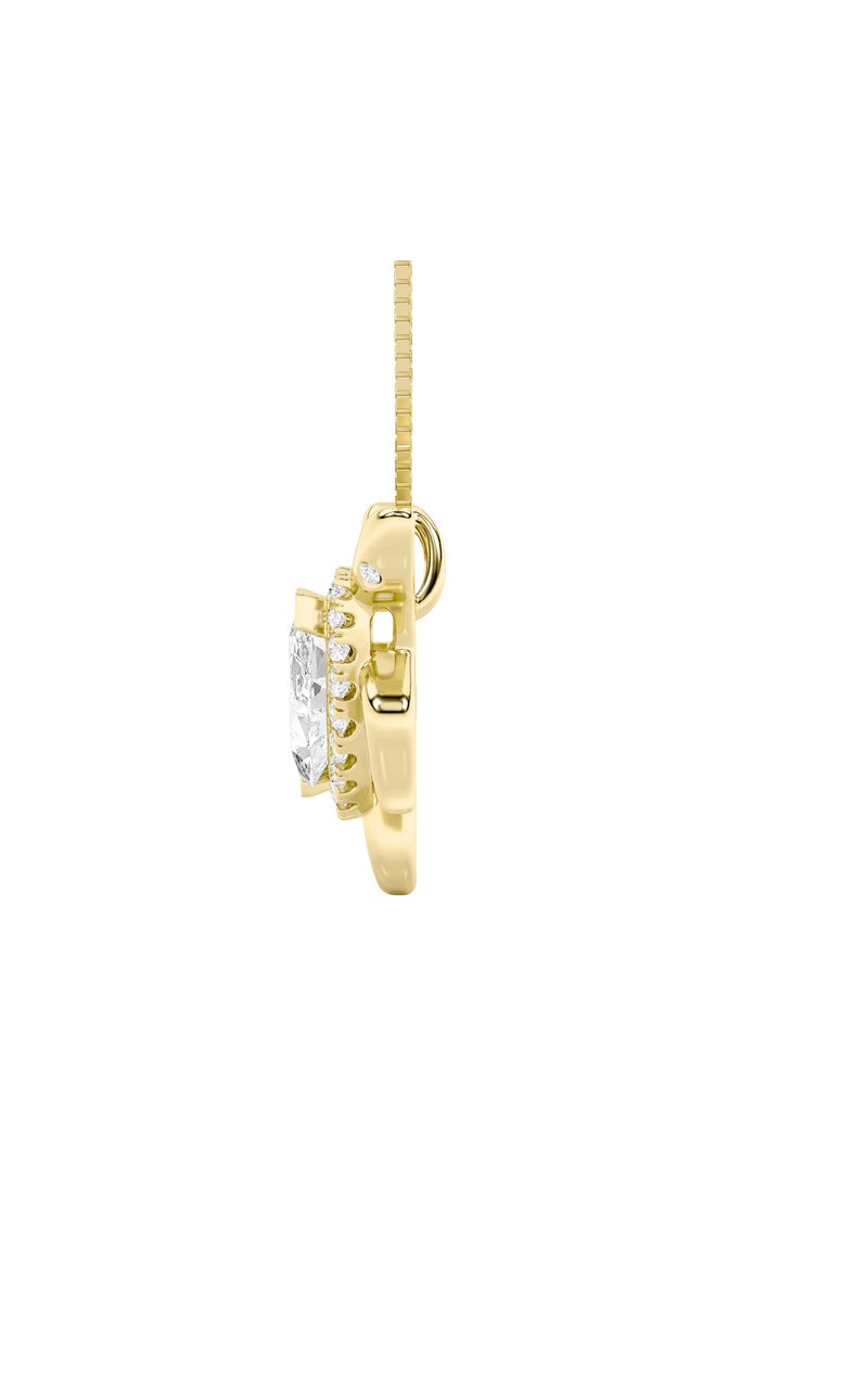 2CTW Marquise Shaped Lab Grown Diamond (F/VS) Accented Turtle Pendant in 14K Gold