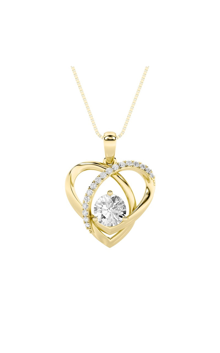 1.5Cttw Round Shaped Lab Grown Diamond (F/VS) Heart Shaped Pendant in 14K Gold
