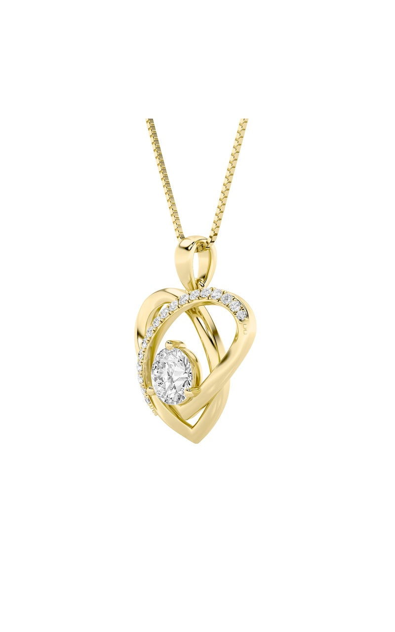1.5Cttw Round Shaped Lab Grown Diamond (F/VS) Heart Shaped Pendant in 14K Gold