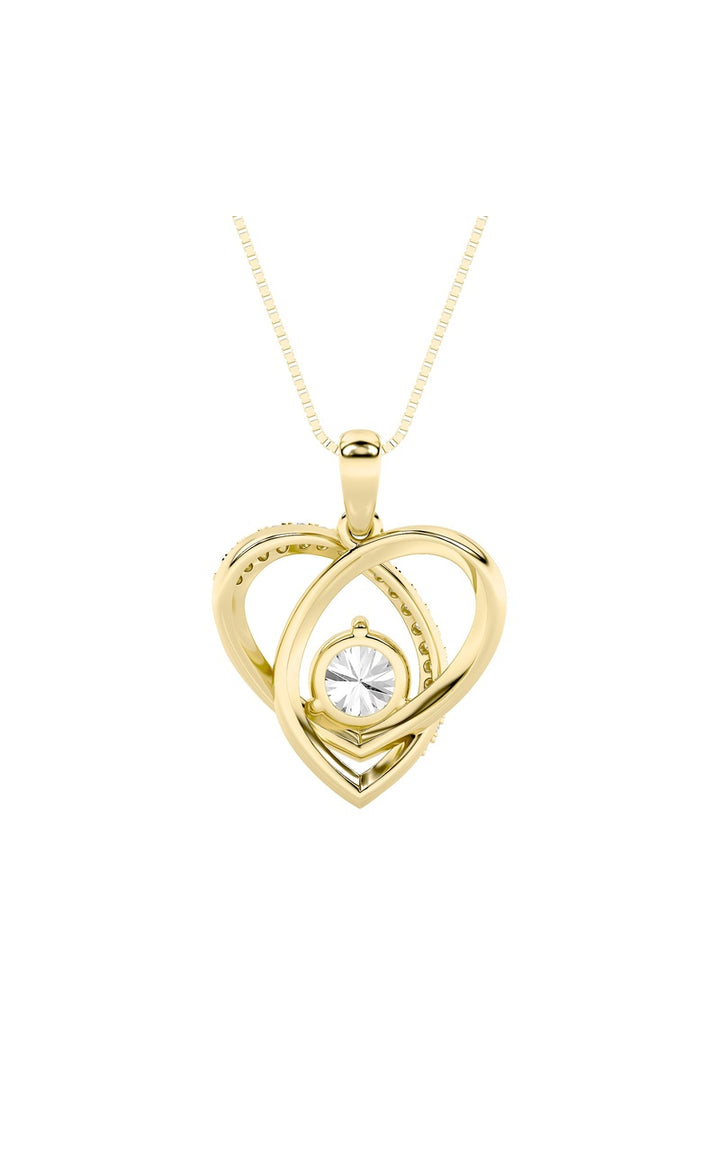 1.5Cttw Round Shaped Lab Grown Diamond (F/VS) Heart Shaped Pendant in 14K Gold