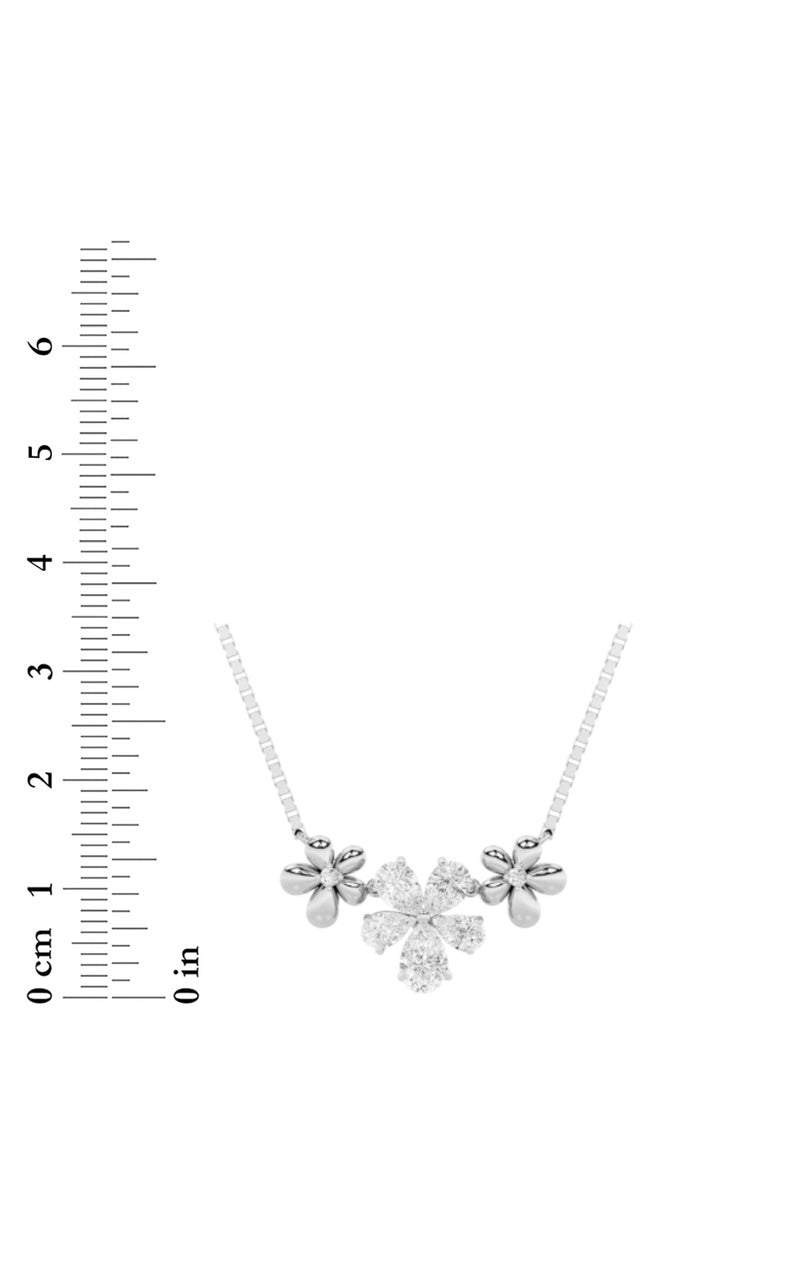 2Cttw Pear Shaped Lab Grown Diamond (F/VS) Fancy Flower Necklace in 14K Gold