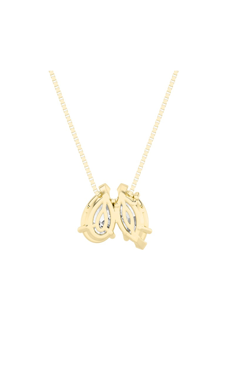 2.5Cttw Pear Shaped Fancy Yellow & White Lab GrownDiamond (F/VS) Two Stone Fancy Pendant in 14K Gold
