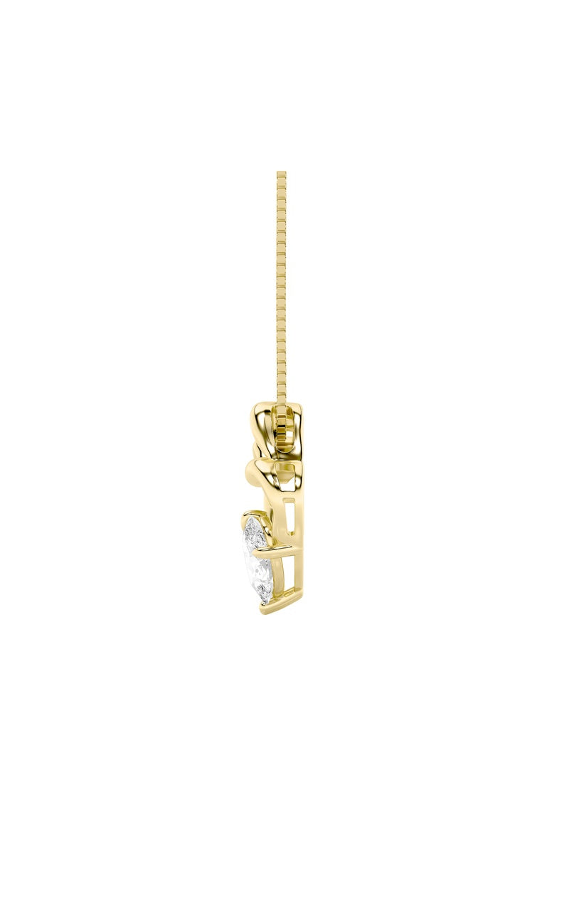 3Cttw Pear Shaped Lab Grown Diamond (F/VS) Mother& Child Heart Shaped Pendant in 14K Gold