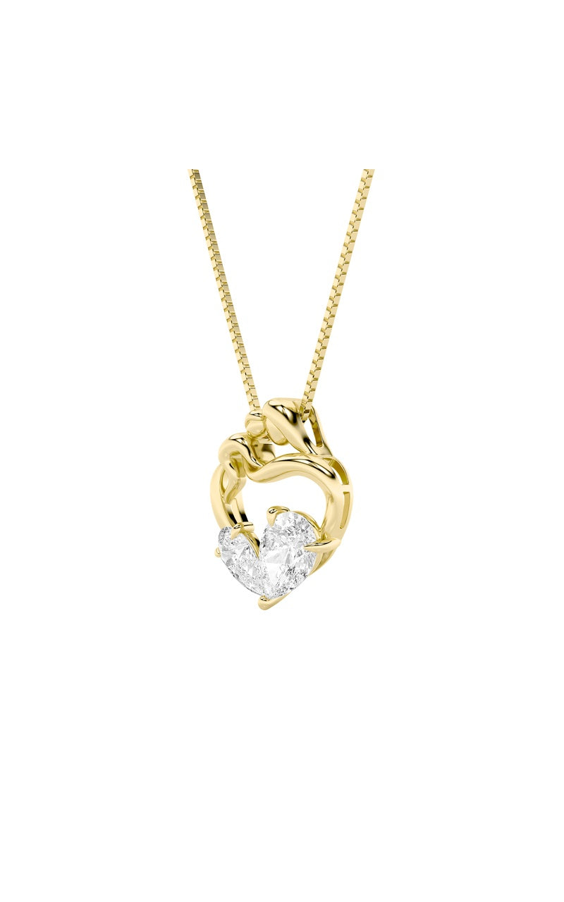 3Cttw Pear Shaped Lab Grown Diamond (F/VS) Mother& Child Heart Shaped Pendant in 14K Gold
