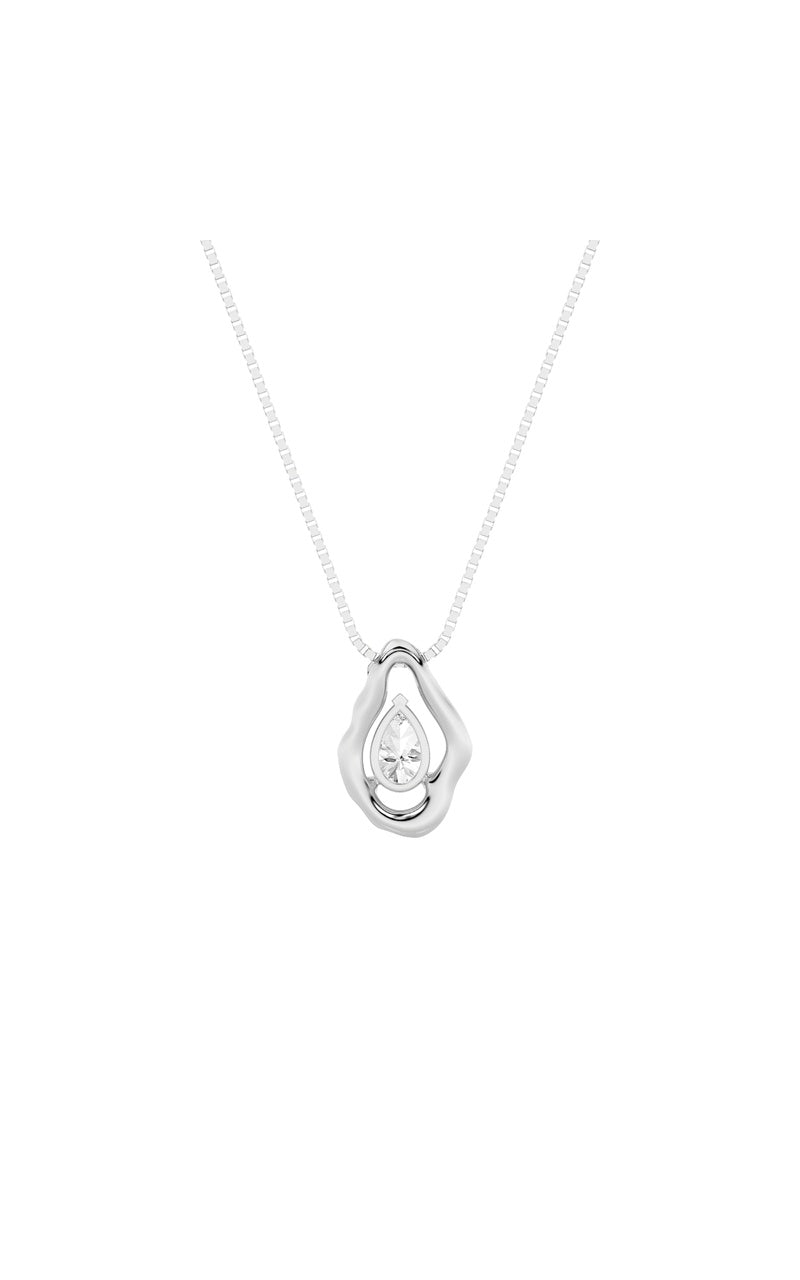 1Cttw Pear Shaped Lab Grown Diamond (F/VS) OrganicDesign Solitaire Pendant in 14K Gold