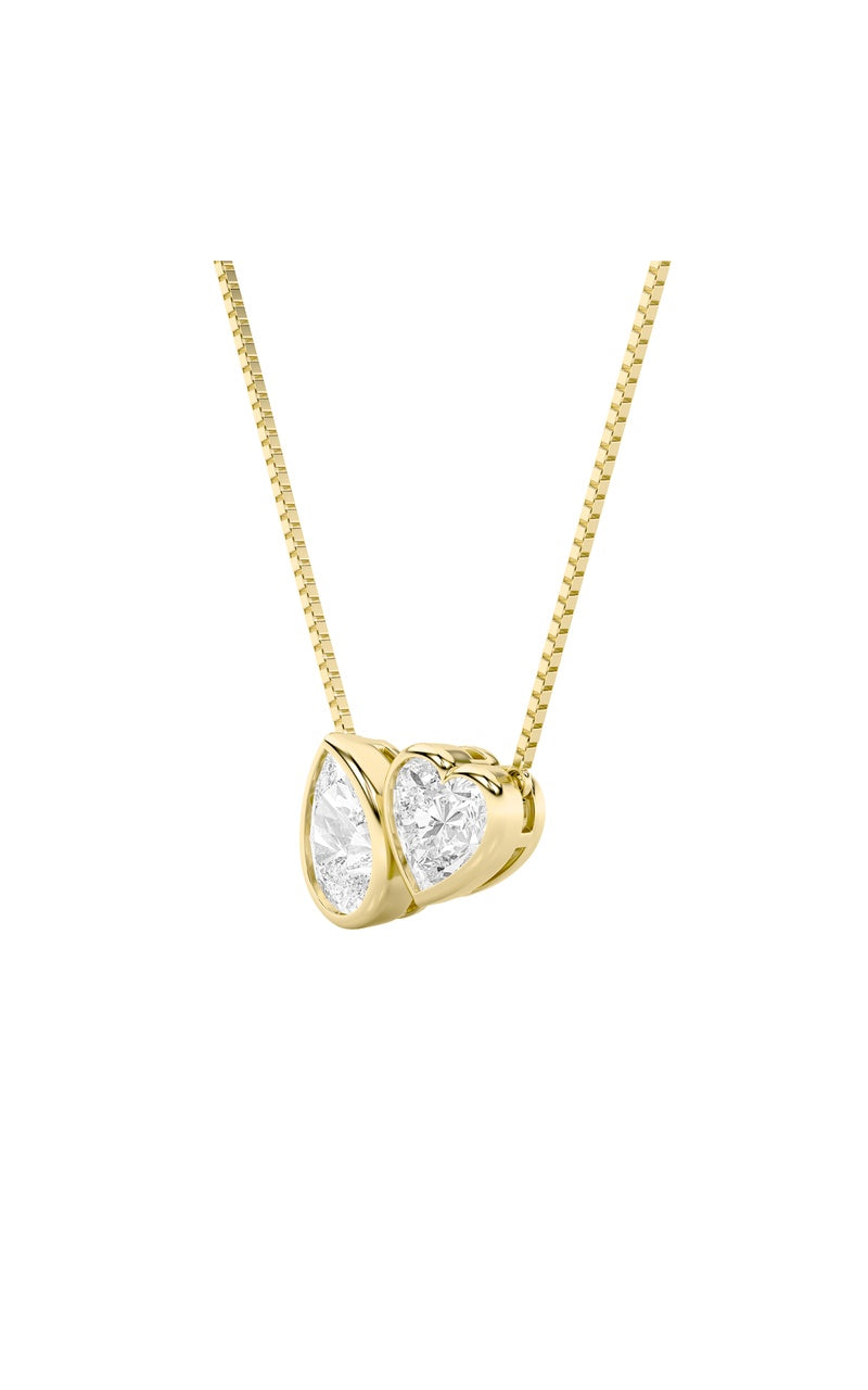 2Cttw Pear Shaped Lab Grown Diamond (F/VS) Heart Shaped Necklace in 14K Gold