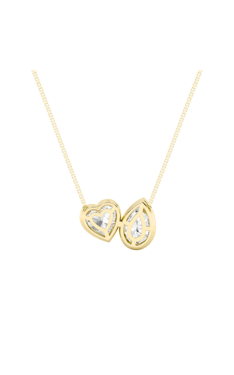 2CTW Pear Shaped Lab Grown Diamond (F/VS) Heart Shaped Necklace in 14K Gold