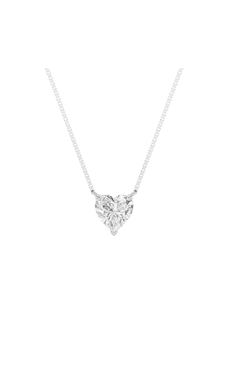 1Cttw Heart Shaped Lab Grown Diamond (F/VS) HeartShaped Necklace in 14K Gold
