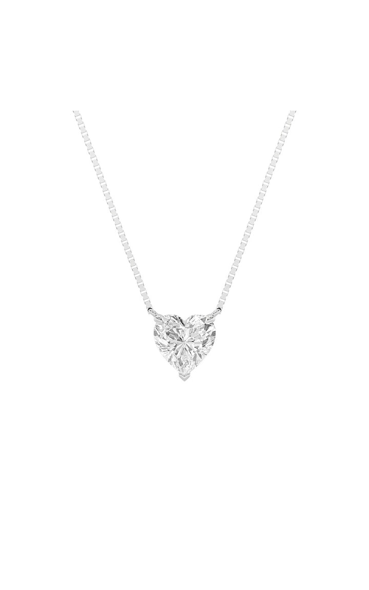 1Cttw Heart Shaped Lab Grown Diamond (F/VS) HeartShaped Necklace in 14K Gold