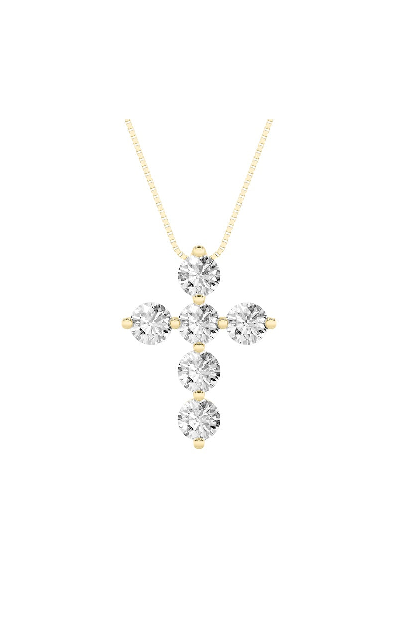 1.5CTW Round Shaped Lab Grown Diamond (F/VS) Cross Pendant in 14K Gold