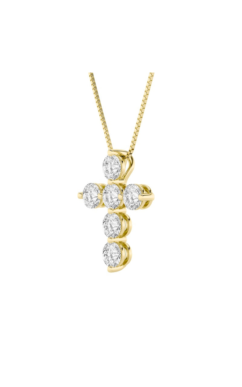 1.5CTW Round Shaped Lab Grown Diamond (F/VS) Cross Pendant in 14K Gold