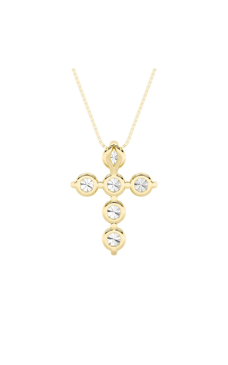 1.5Cttw Round Shaped Lab Grown Diamond (F/VS) Cross Pendant in 14K Gold