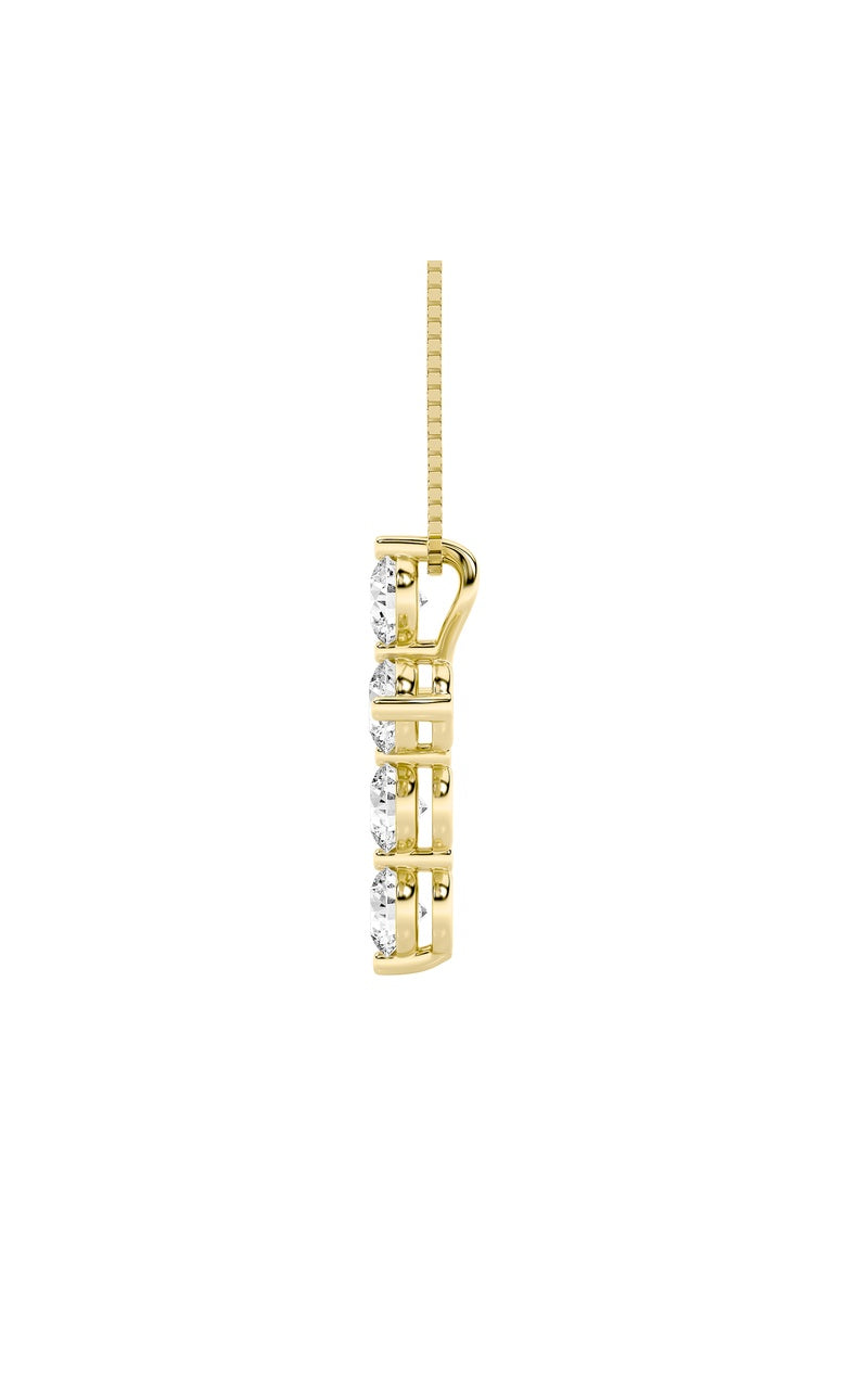 1.5Cttw Round Shaped Lab Grown Diamond (F/VS) Cross Pendant in 14K Gold