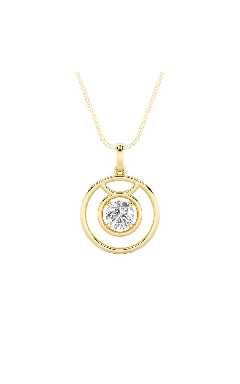 1CTW Round Shaped Lab Grown Diamond (F/VS) Zodiac Pendant in 14K Gold