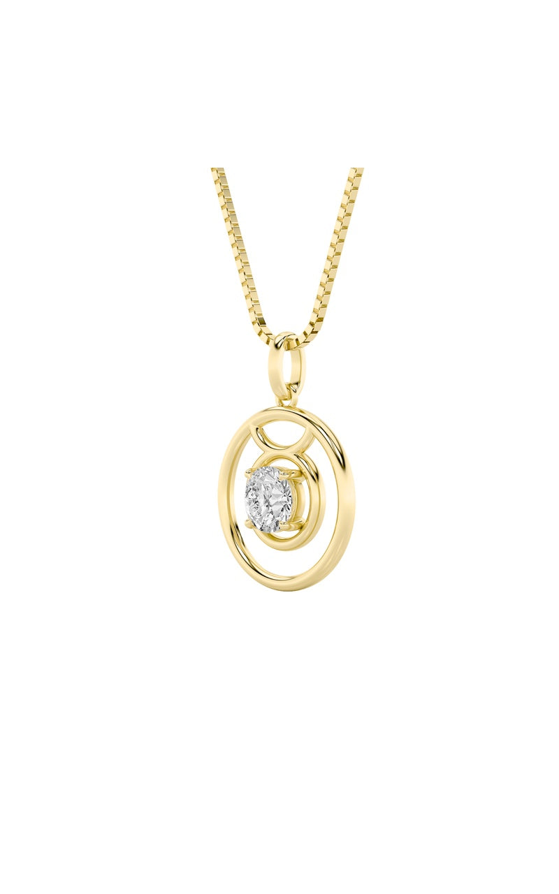 1CTW Round Shaped Lab Grown Diamond (F/VS) Zodiac Pendant in 14K Gold