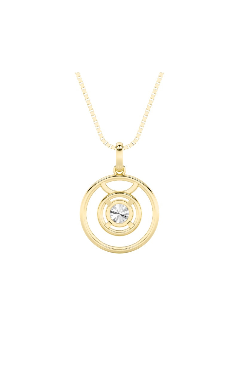 1Cttw Round Shaped Lab Grown Diamond (F/VS) ZodiacPendant in 14K Gold