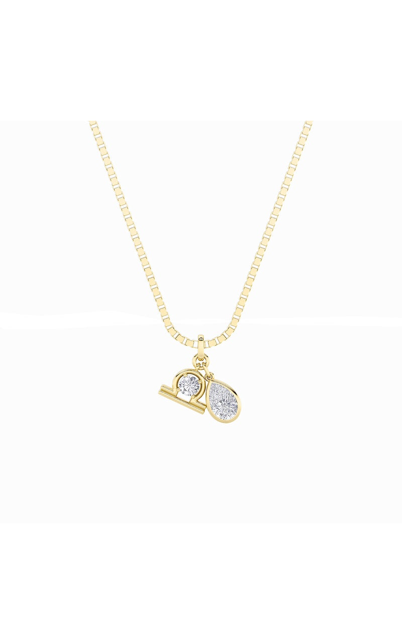 1Cttw Pear Shaped Lab Grown Diamond (F/VS) ZodiacPendant in 14K Gold