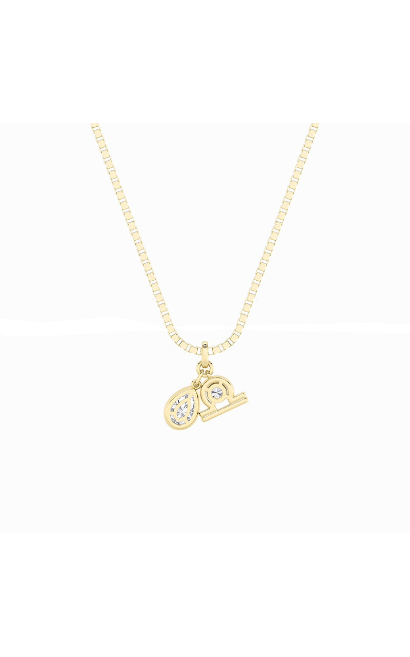 1CTW Pear Shaped Lab Grown Diamond (F/VS) Zodiac Pendant in 14K Gold