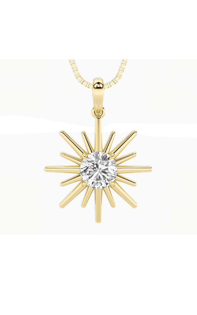 1.5Cttw Round Shaped Lab Grown Diamond (F/VS) Astralis Pendant in 14K Gold