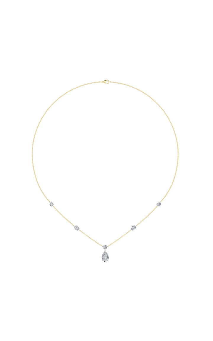 3Cttw Pear Shaped Lab Grown Diamond (F/VS) StrataChic Collection Necklace in 14K Gold