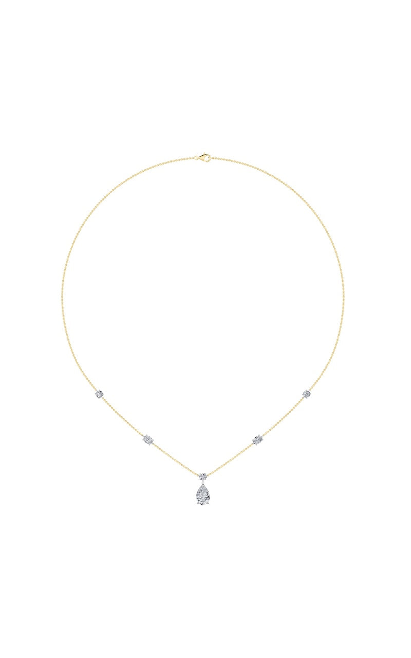 3Cttw Pear Shaped Lab Grown Diamond (F/VS) Strata Chic Collection Necklace in 14K Gold