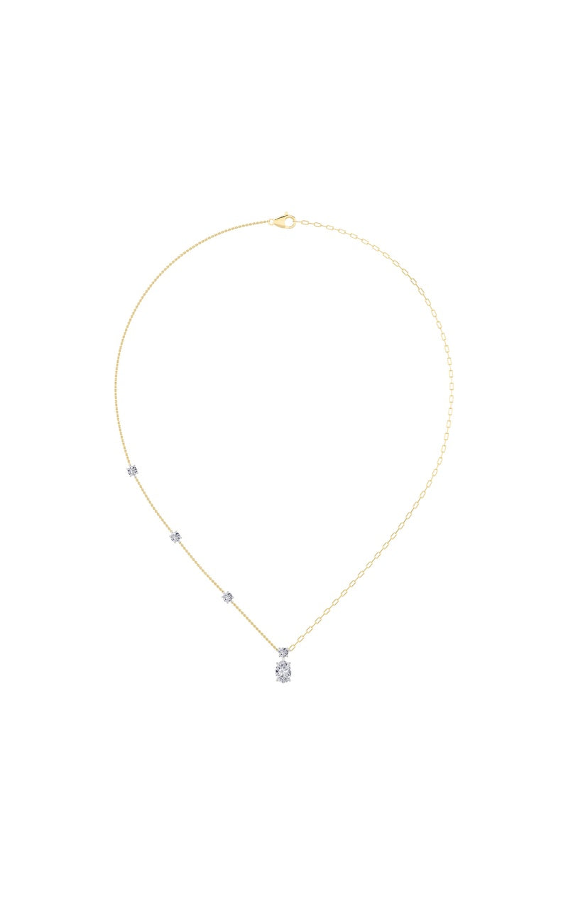 3.5CTW Oval Shaped Lab Grown Diamond (F/VS) Strata Chic Collection Necklace in 14K Gold