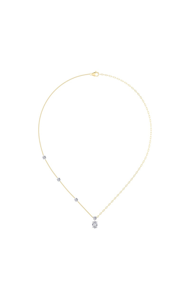 3.5Cttw Oval Shaped Lab Grown Diamond (F/VS) Strata Chic Collection Necklace in 14K Gold