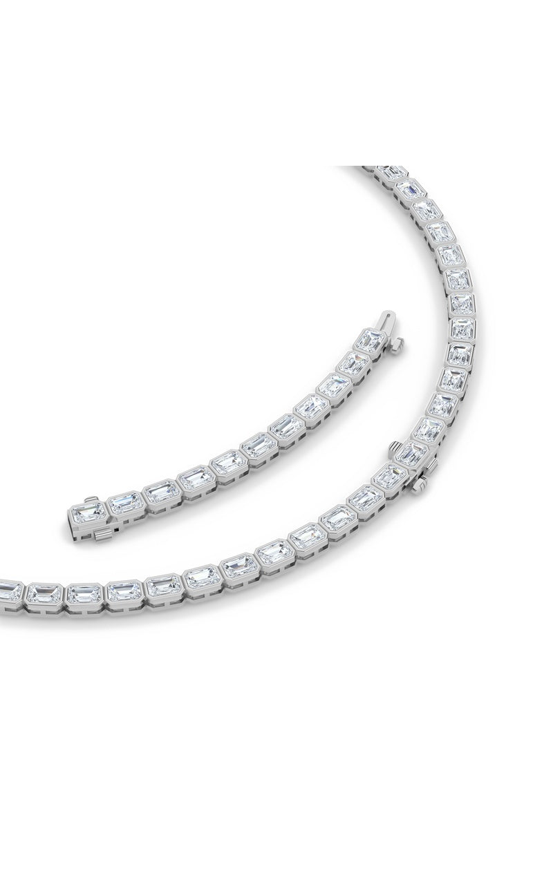 30Cttw Emerald Shaped Lab Grown Diamond (F/VS ) Bezel Set Necklace in 14K Gold