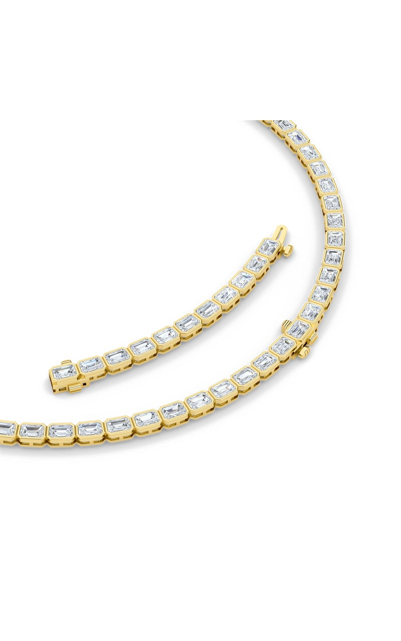 30Cttw Emerald Shaped Lab Grown Diamond (F/VS ) Bezel Set Necklace in 14K Gold