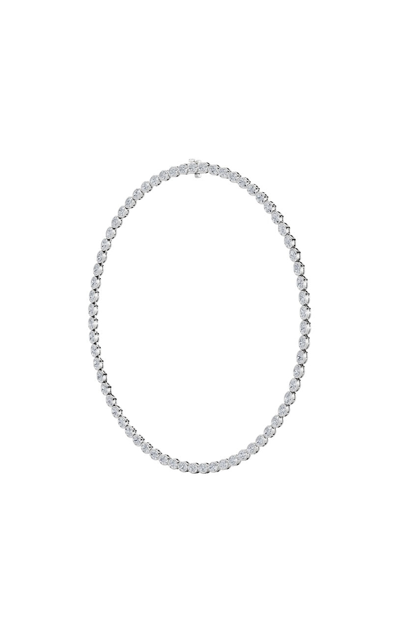 22.25Cttw Oval Shaped Lab Grown Diamond (F/VS) East West Bezel Set Necklace in 14K Gold