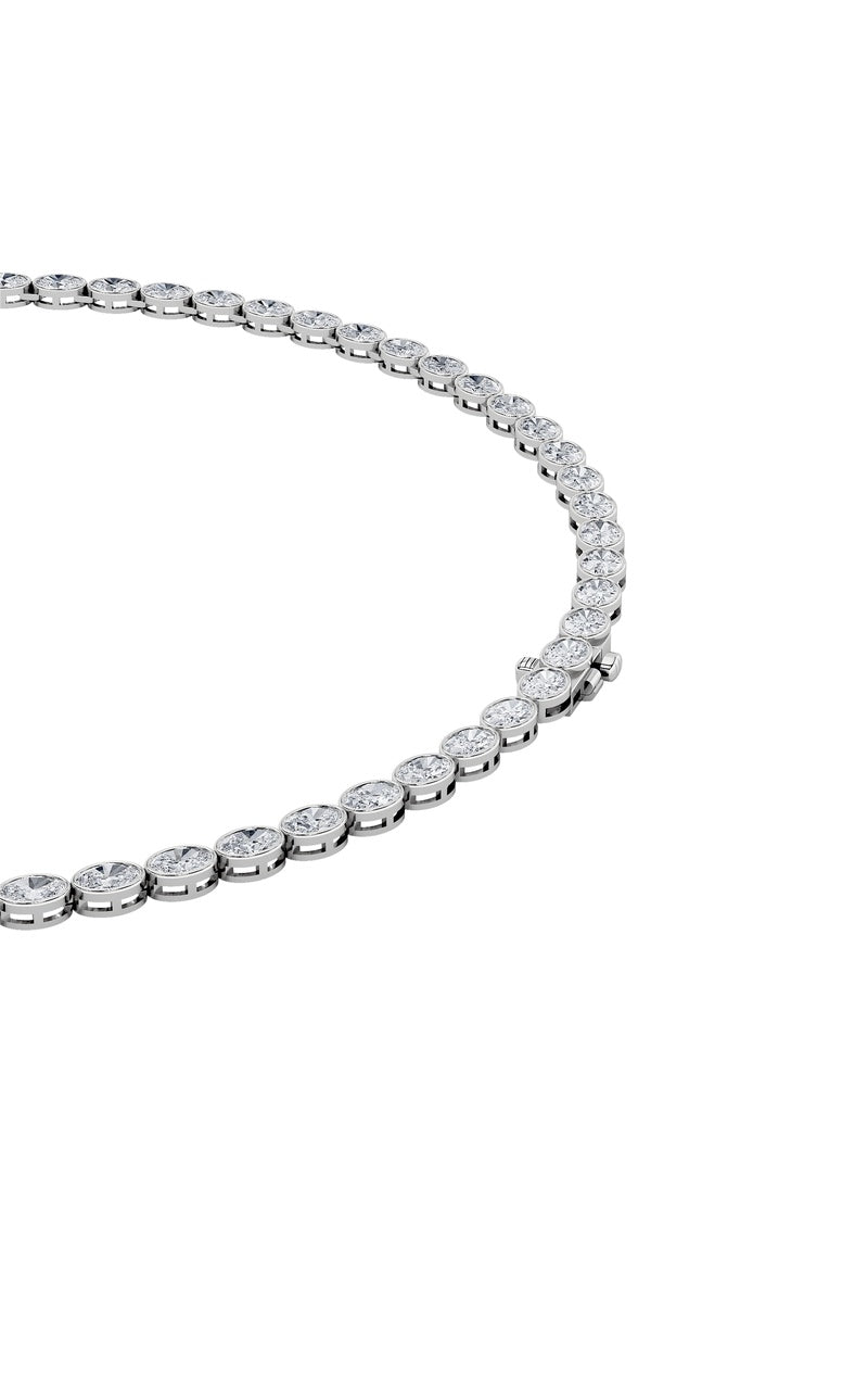 22.25Cttw Oval Shaped Lab Grown Diamond (F/VS) East West Bezel Set Necklace in 14K Gold