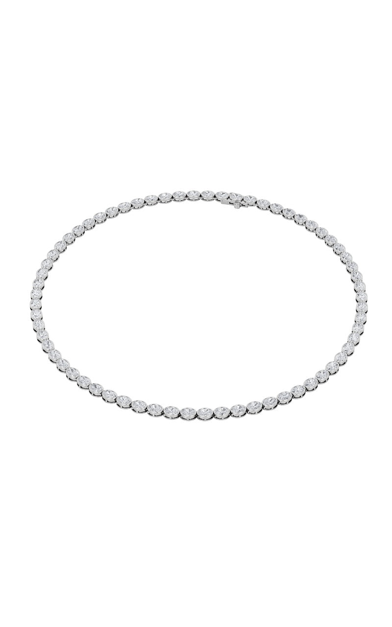 22.25Cttw Oval Shaped Lab Grown Diamond (F/VS) East West Bezel Set Necklace in 14K Gold