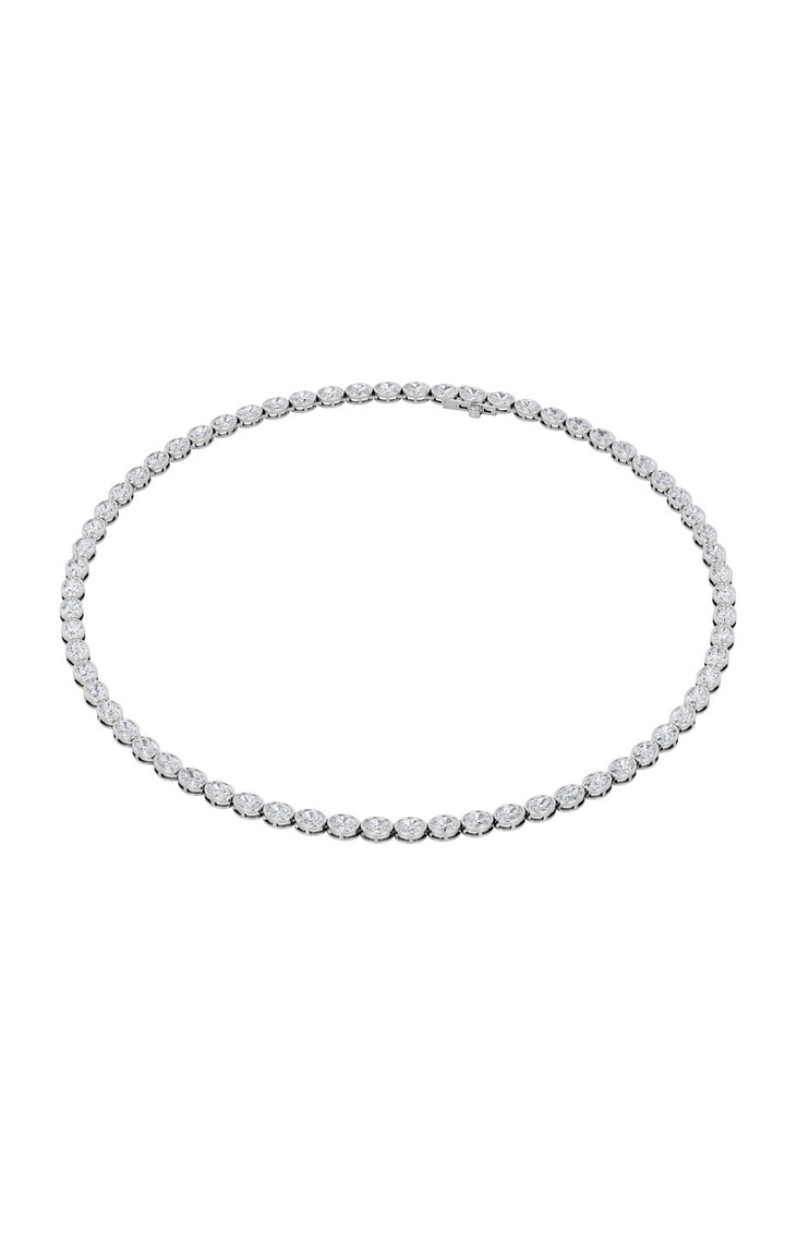 22.25Cttw Oval Shaped Lab Grown Diamond (F/VS) East West Bezel Set Necklace in 14K Gold