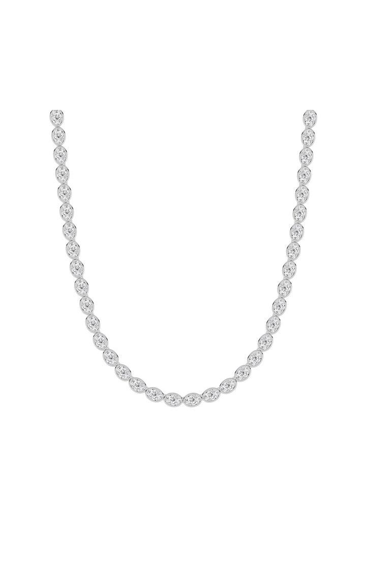 30Cttw Oval Lab Grown Diamond (F/VS ) Bezel Set Necklace in 14K Gold