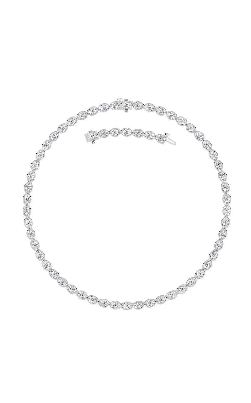 30Cttw Oval Lab Grown Diamond (F/VS ) Bezel Set Necklace in 14K Gold