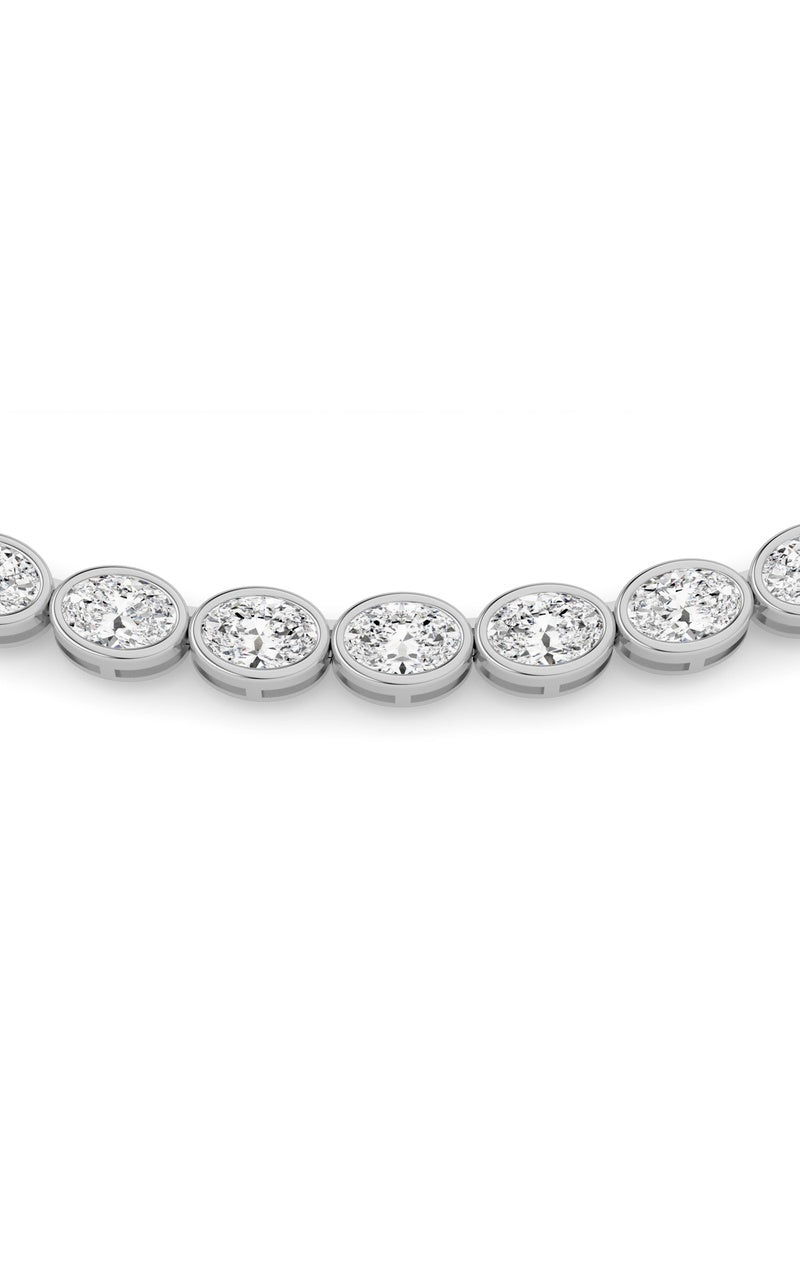 30Cttw Oval Lab Grown Diamond (F/VS ) Bezel Set Necklace in 14K Gold
