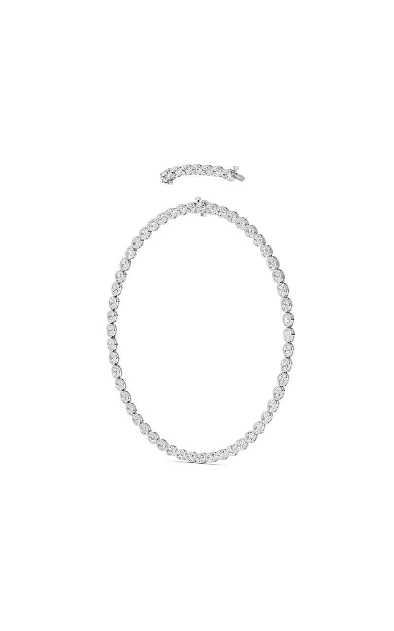30CTW Oval Lab Grown Diamond (F/VS ) Bezel Set Necklace in 14K Gold