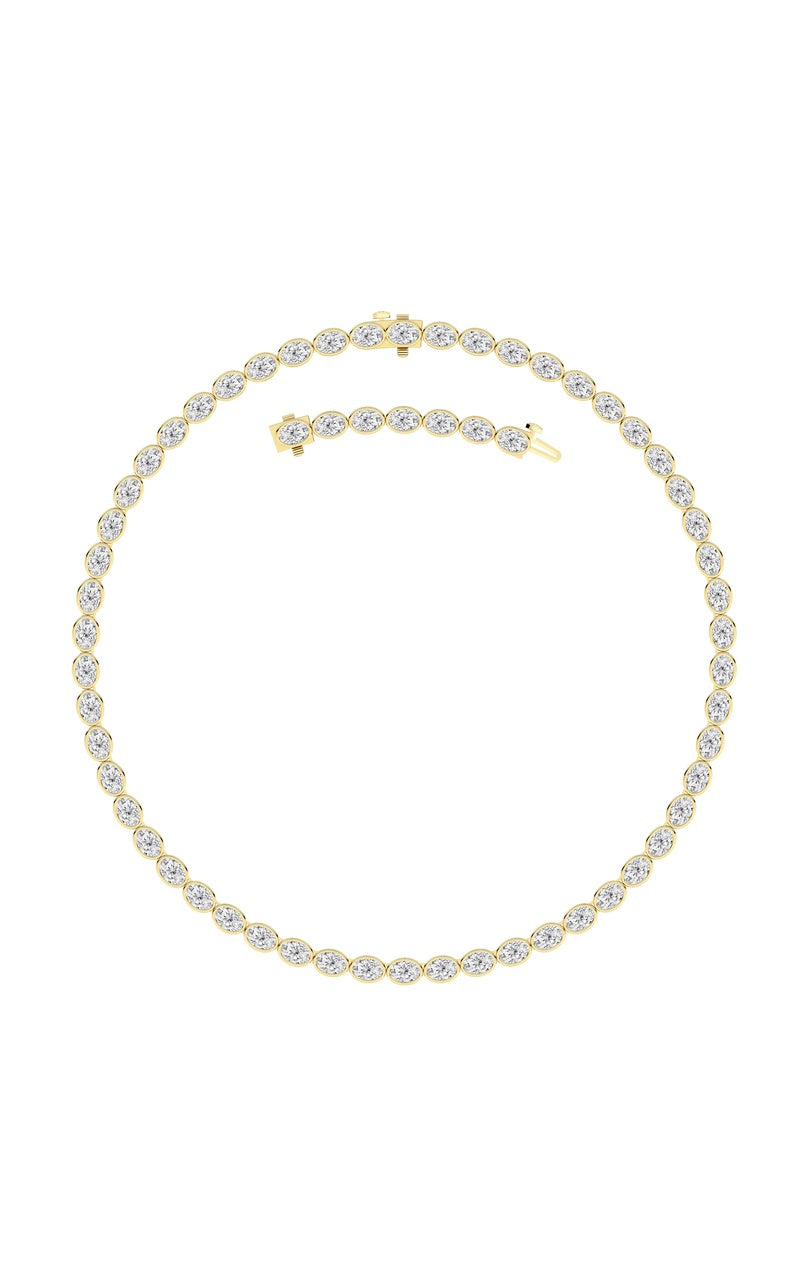 30Cttw Oval Lab Grown Diamond (F/VS ) Bezel Set Necklace in 14K Gold